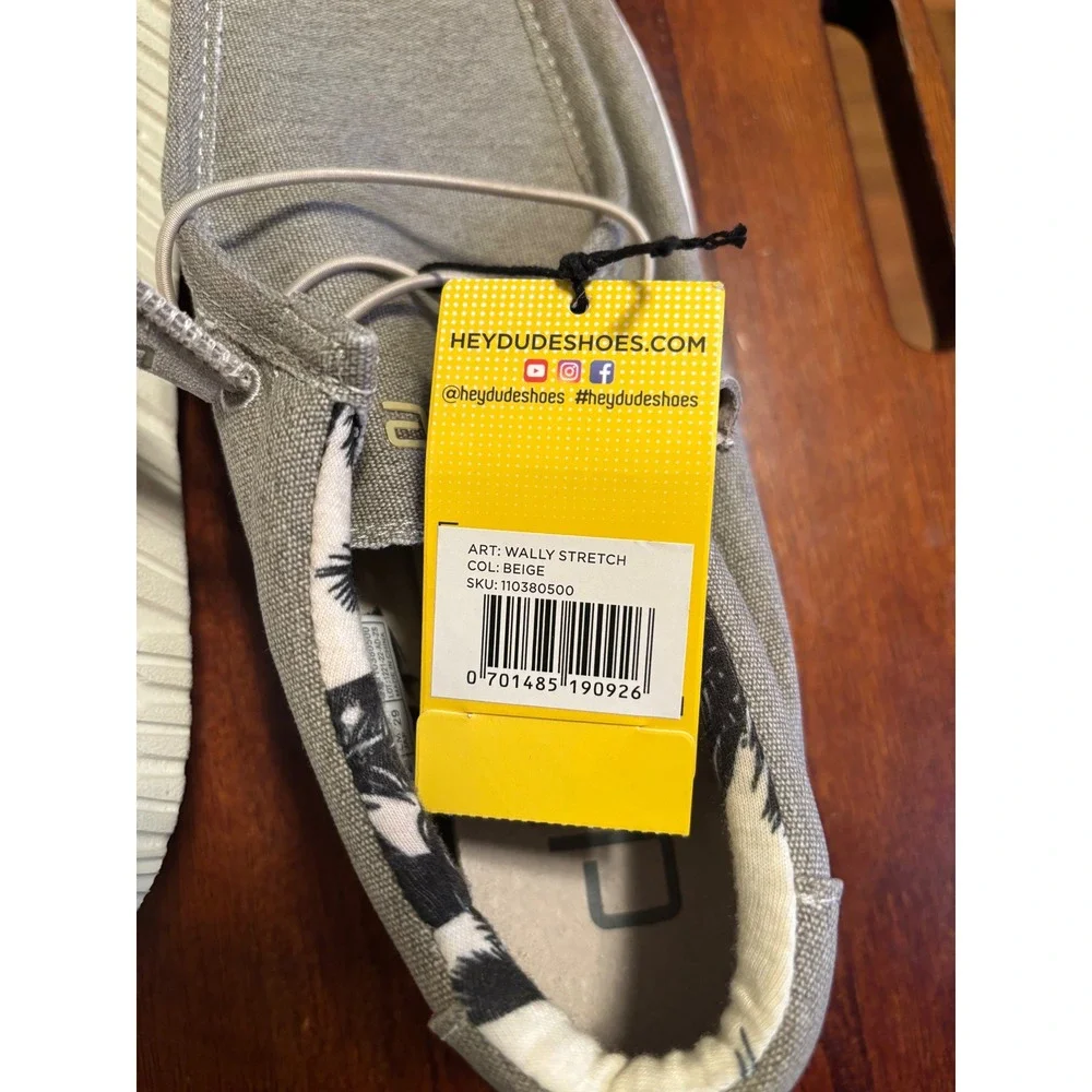 Hey Dude Wally Stretch Mens Beige Slip On Loafers Shoes Size 13 110380500 NEW